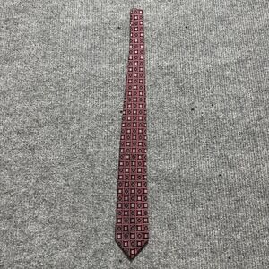 J.Z. Richards Tie Mens One Size Red Silk Slim Skinny Geometric Made USA Jacquard